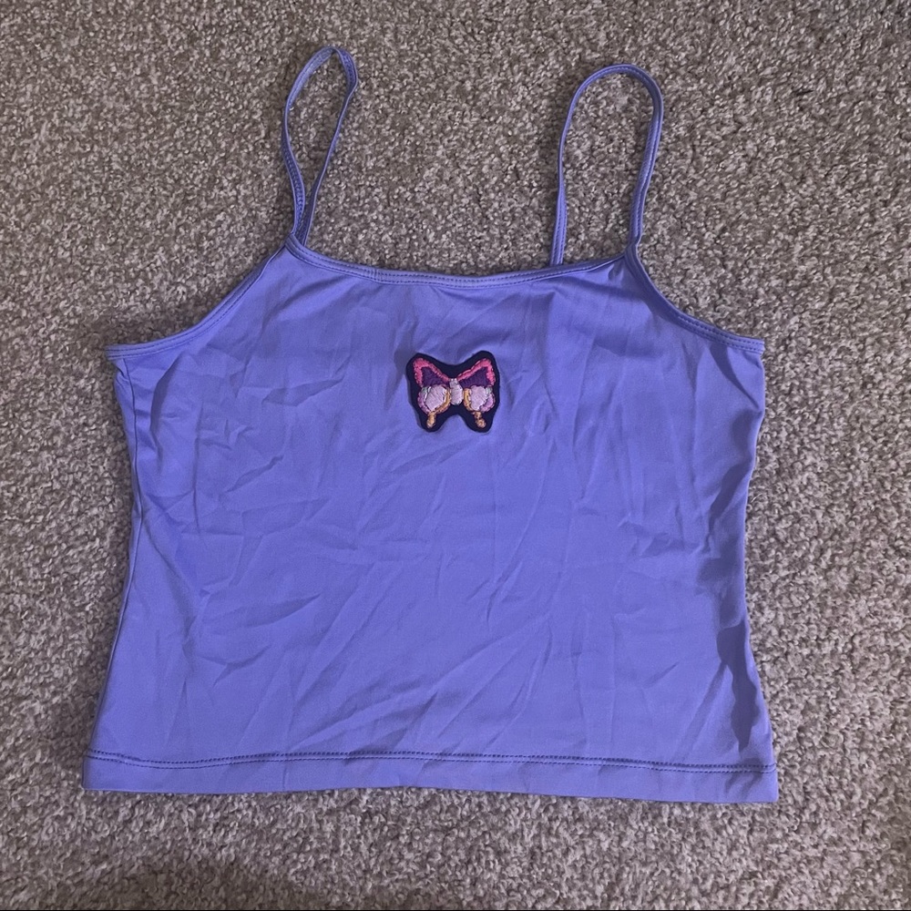 Butterfly embroidered crop top